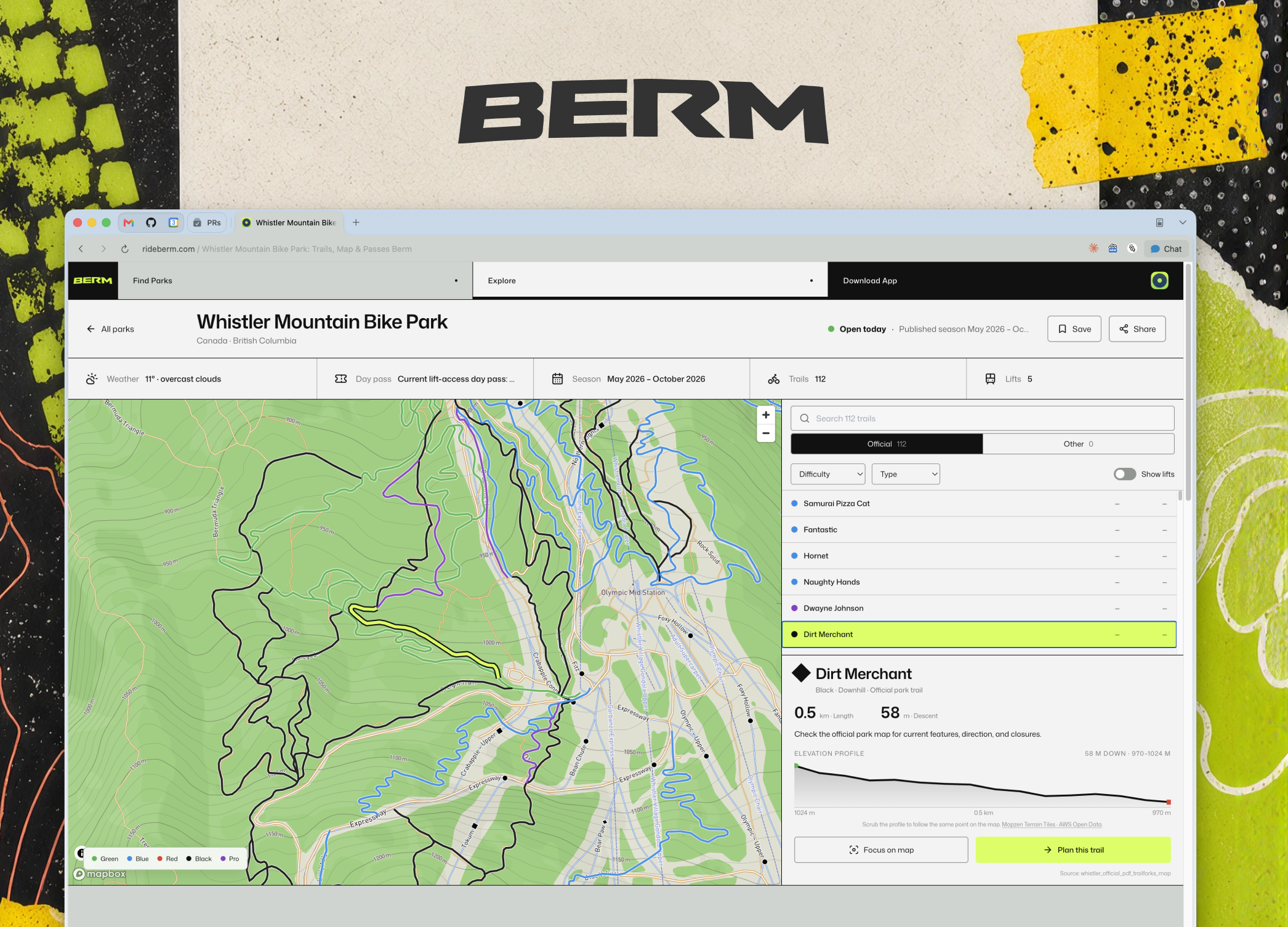 Berm bike park trail planning website